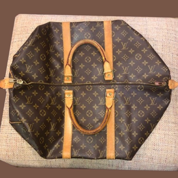 LOUIS VUITTON KeepAll LV 50 Boston Weekend Shoulder Bag Crossbody Tote Authentic - Picture 3 of 16